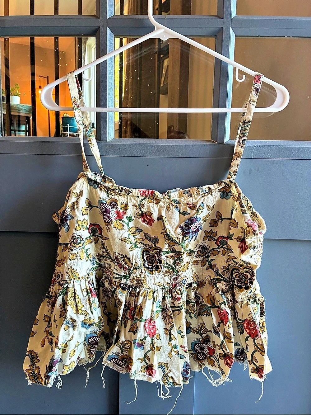 derek heart Floral Cotton Cami in Cream & Multicolor